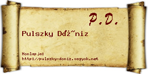 Pulszky Döniz névjegykártya